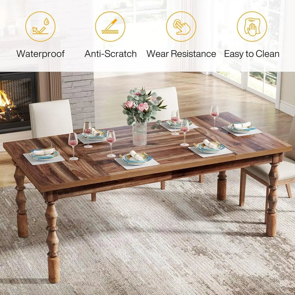 62” Farmhouse Dining Table for 4-6 People