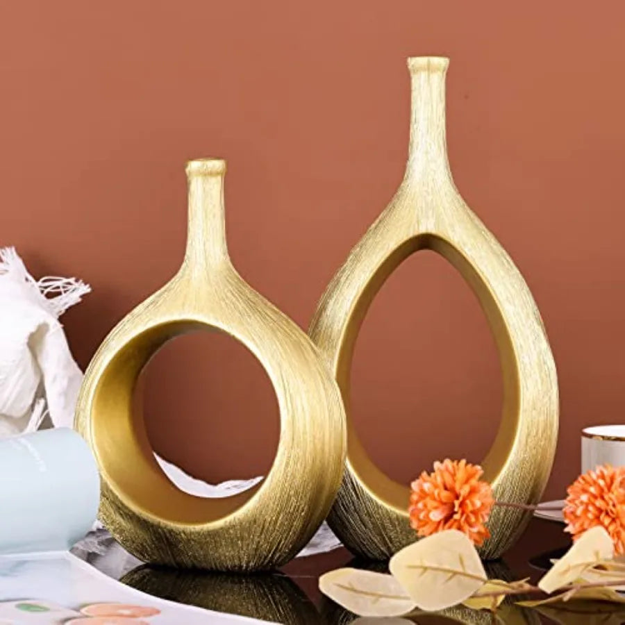 Ceramic Vase Set of 2 Hollow Circle