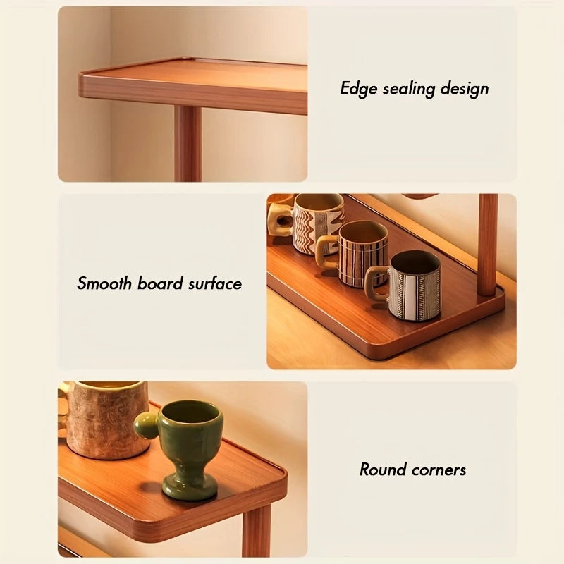 Versatile 2-Tier Wooden Storage Rack for Kitchen & Tea Room - Countertop Organizer