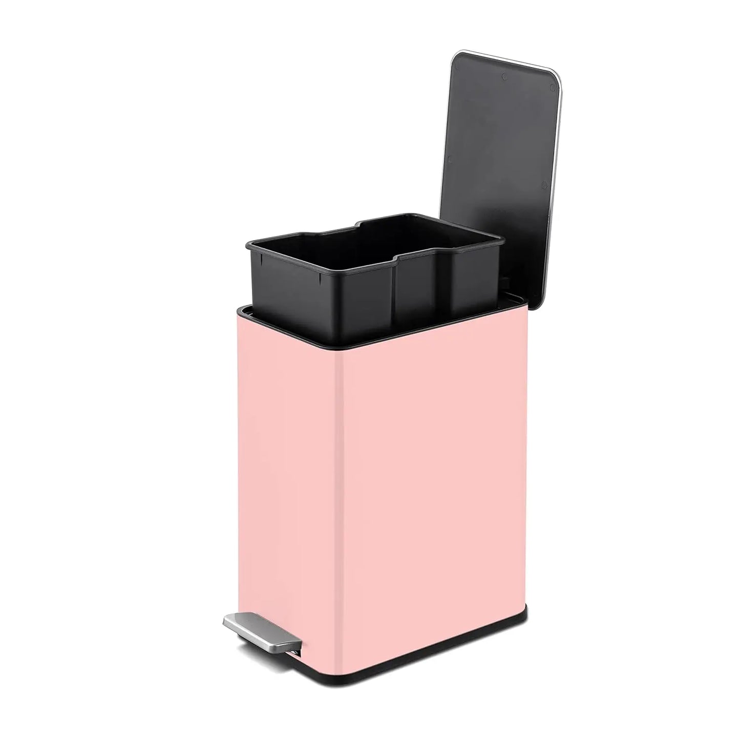 Slim Stainless Steel Step-On Trash Can | Compact, Quiet-Close, Modern Design for Bathroom