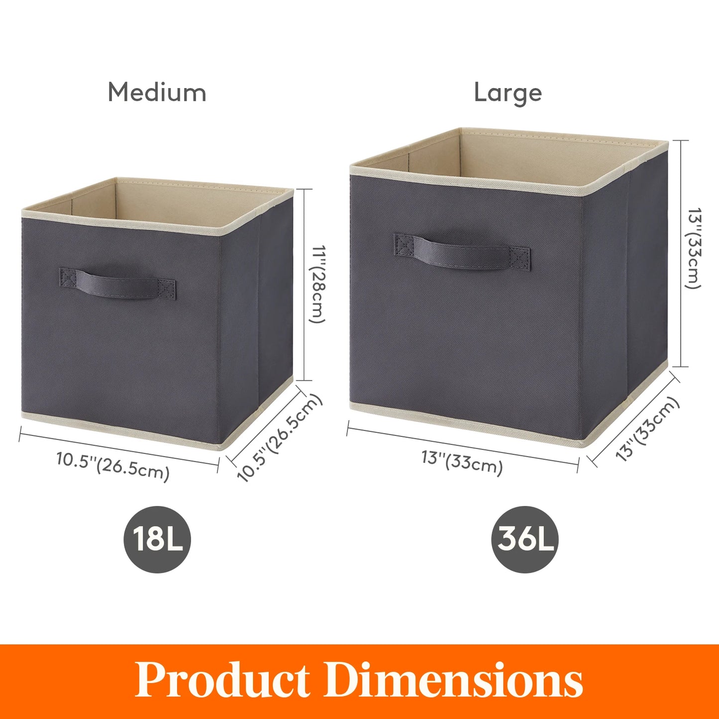 8-Pack Cube Storage Bins, Foldable, Fabric with Handles for Shelves, Closet, Home Organization