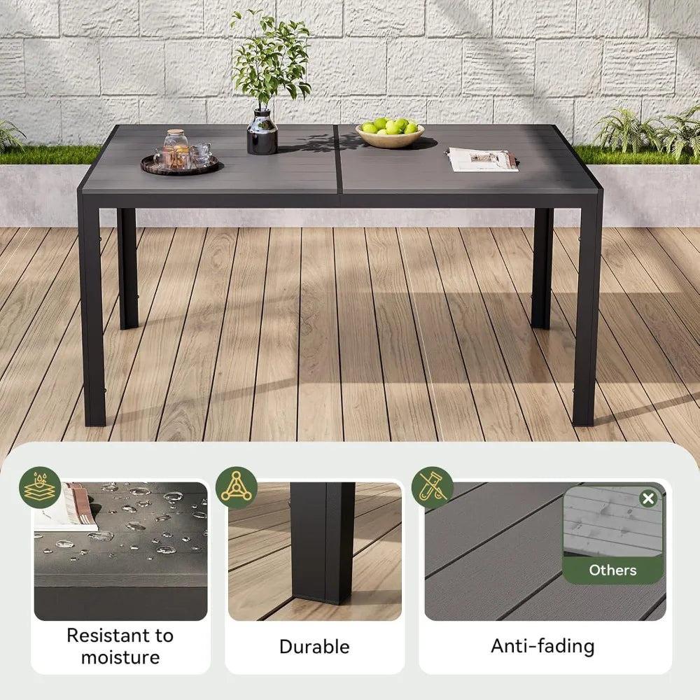7‑Piece Patio Dining Set for 6 – All‑Weather Rectangular Metal Table with 6 Chairs