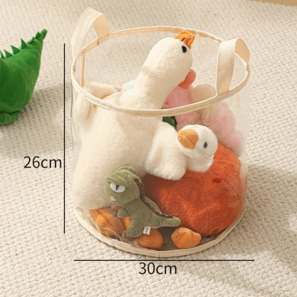 Transparent Doll Storage Basket with Handle - Space Saving Large-capacity Organizer for Children's Toys