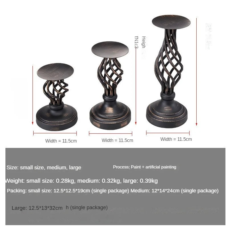 Retro Twisted‑Stem Candlestick – Matte Black Metal Holder for Modern Ambient Lighting