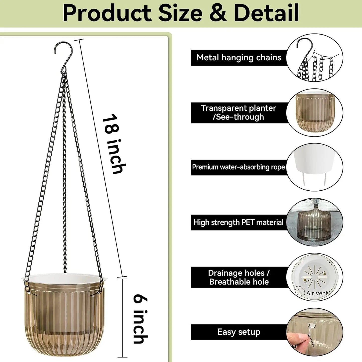 Hanging Planters - 3 Pack, 6.5 Inch