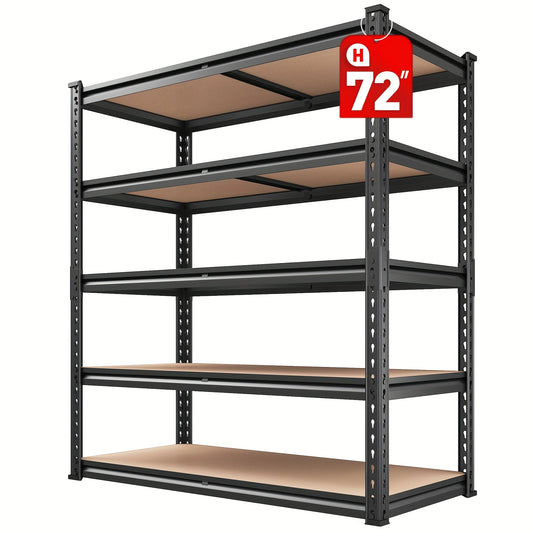 5-Tier Heavy-Duty 2000 Capacity Metal Storage Shelf Unit - Adjustable 72"H x 35.5"W x 15.8"D
