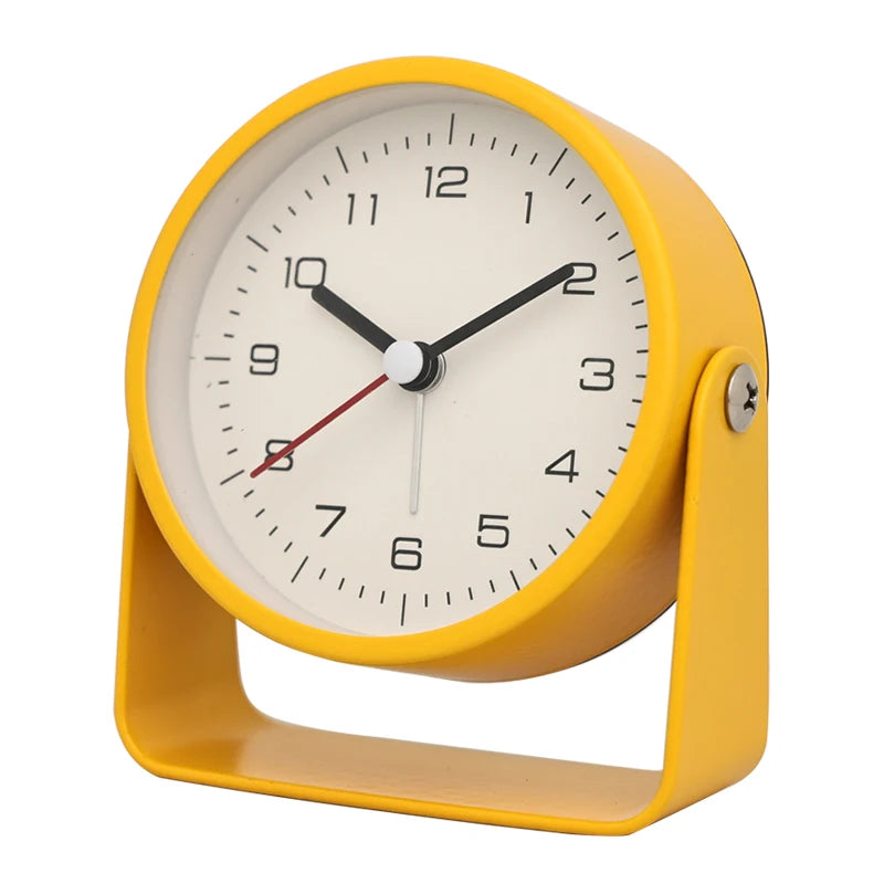 Creative Metal Swivel Desk Clock – Silent Retro Bedside Alarm
