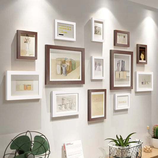 13‑Piece Wood Picture Frame Set – Multi‑Size Wall Gallery Frames for Photos