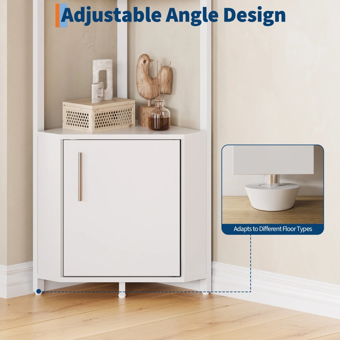 58" Tall Corner Bookshelf | 5-Tier Industrial Storage & Display Stand