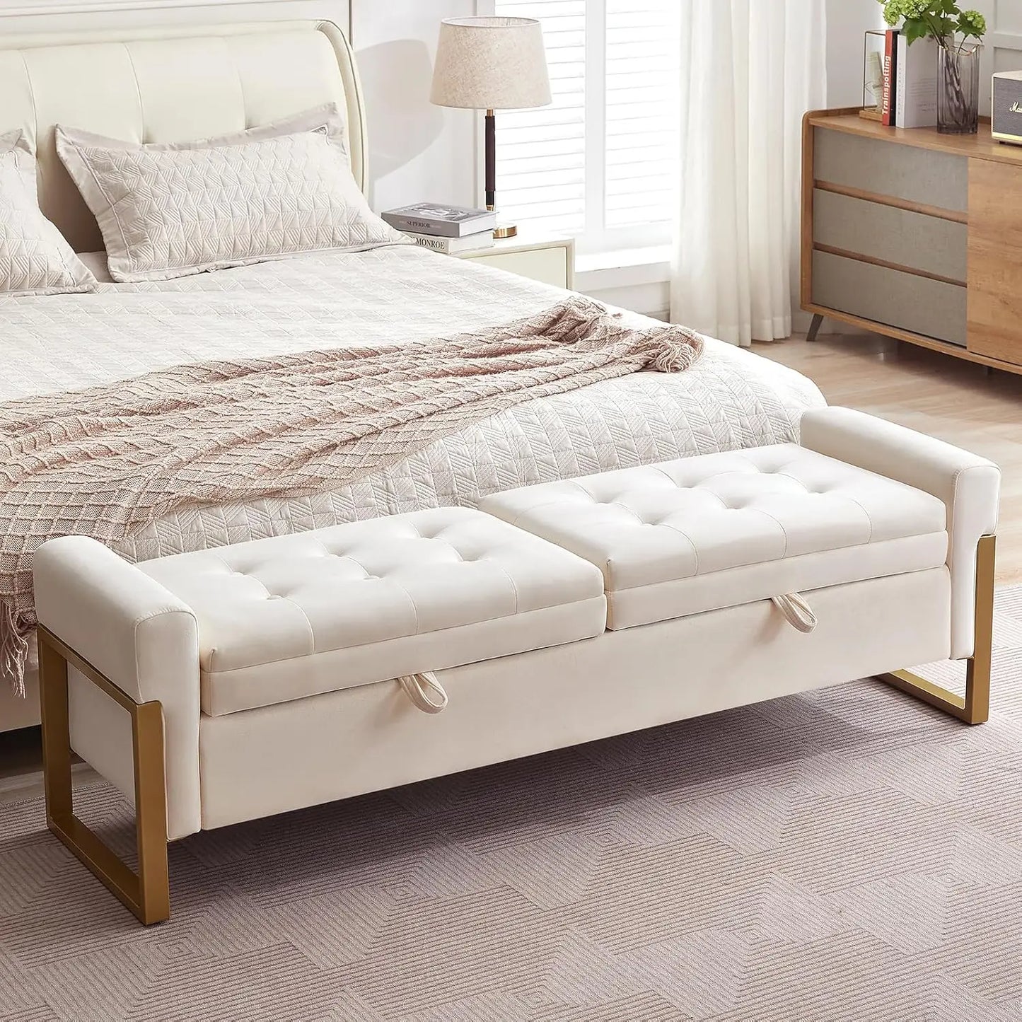 67" Storage Bench, Double Lids Storage