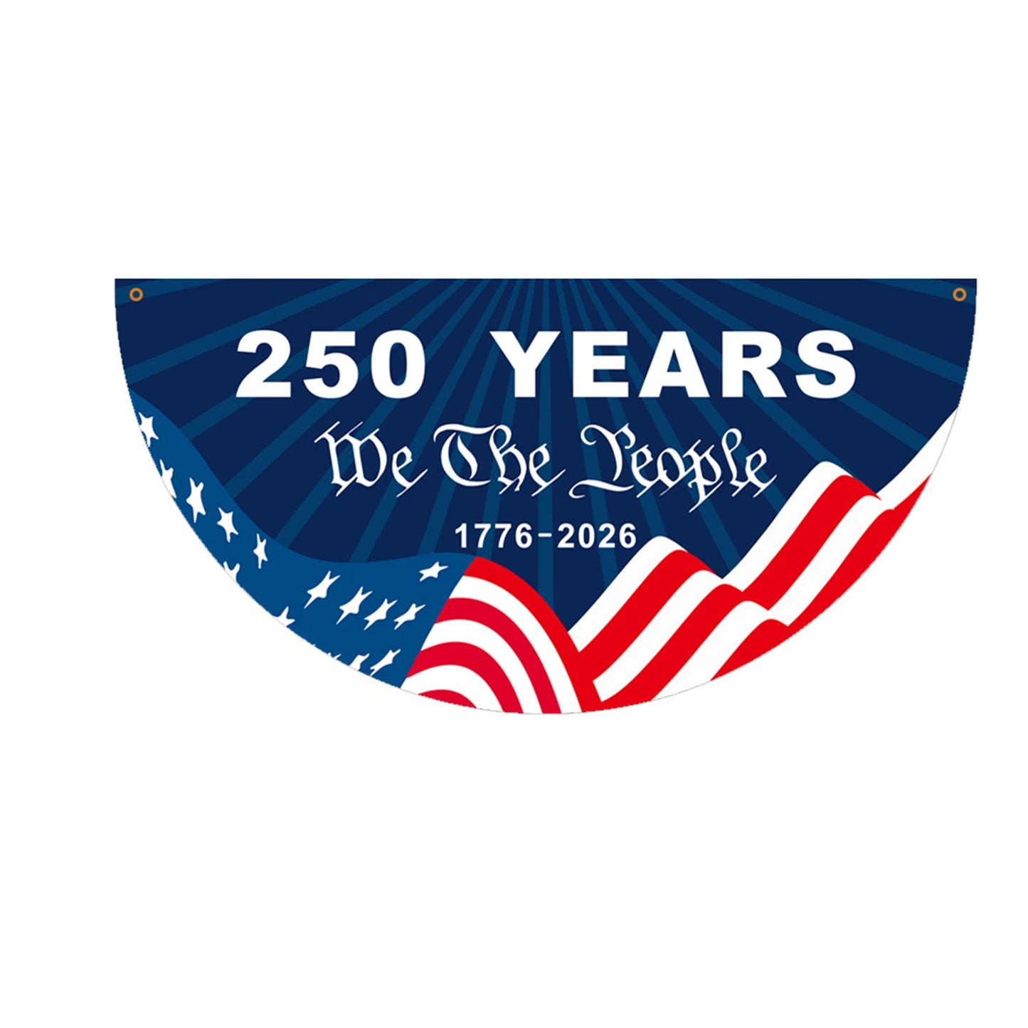 America 250th Anniversary Fan-Shaped Flag Bunting Banner – 1776–2026 Patriotic Indoor/Outdoor Porch & Yard Decor