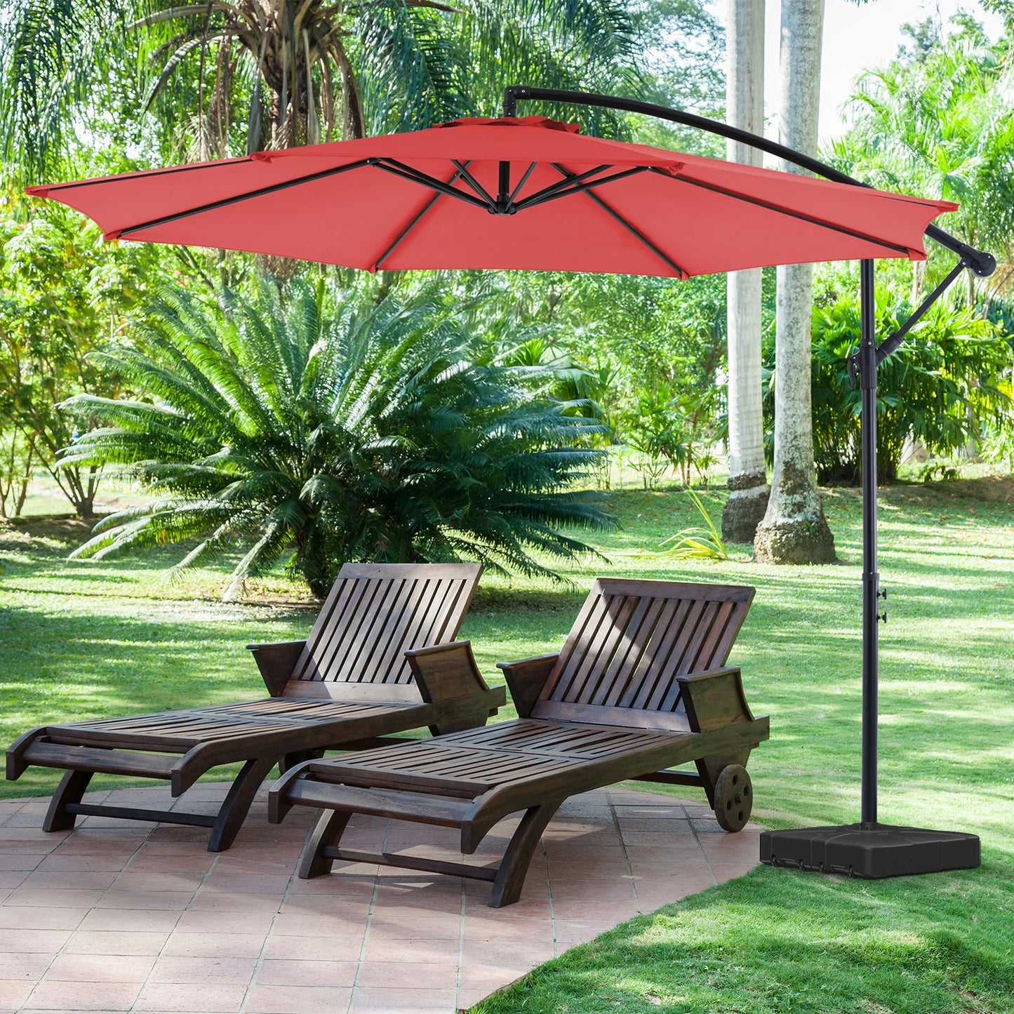 10FT Hanging Cantilever Patio Umbrella – Easy Tilt, UV Protection & 8 Sturdy Ribs for Backyard Patio
