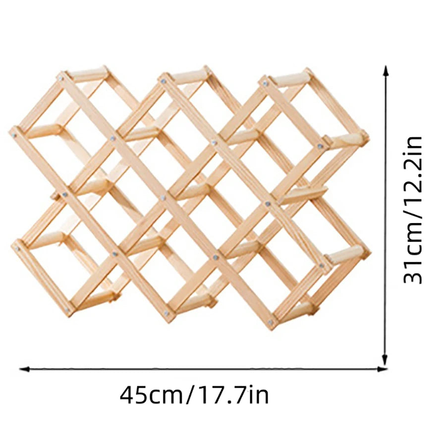 Wine Storage Rack Countertop 10 Bottles Foldable Free Standing Wood