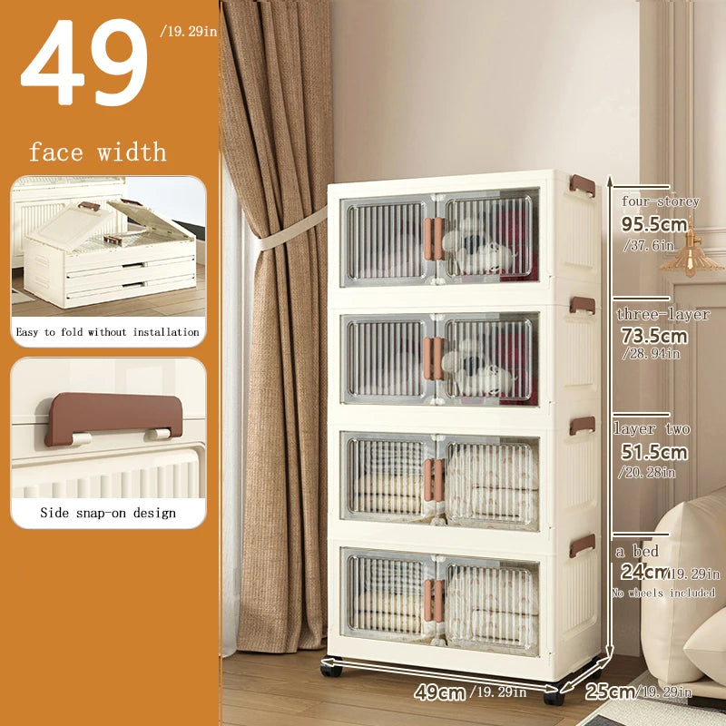 Extra-Large Foldable Storage Cabinet Multi-Layer No Installation Required