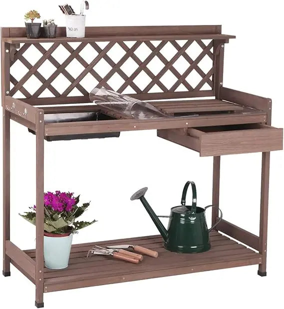 Potting Bench with Sink & Lid, Wooden
