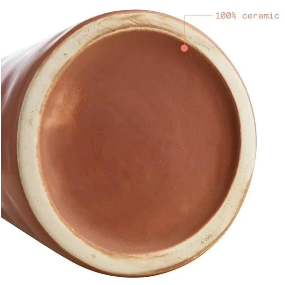 8.66" Terracotta Ceramic Vase – Rustic Farmhouse Decorative Flower Vase for Home, Bedroom, Living Room & Table Centerpieces
