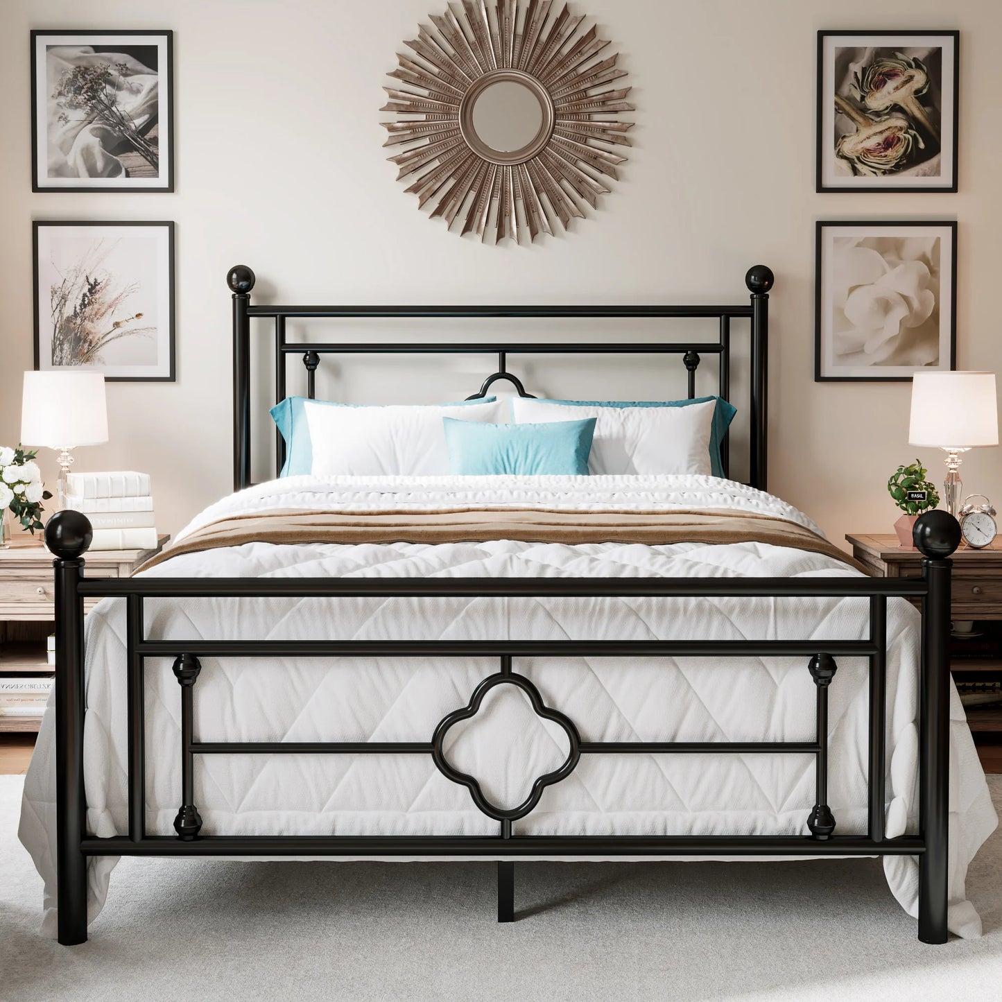 14" Metal Platform Bed Frame – Heavy‑Duty Steel Base with Under‑Bed Storage, No Box Spring Needed