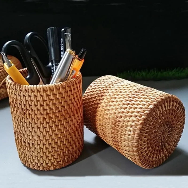 Rattan Utensil Organizer and Storage Baskets