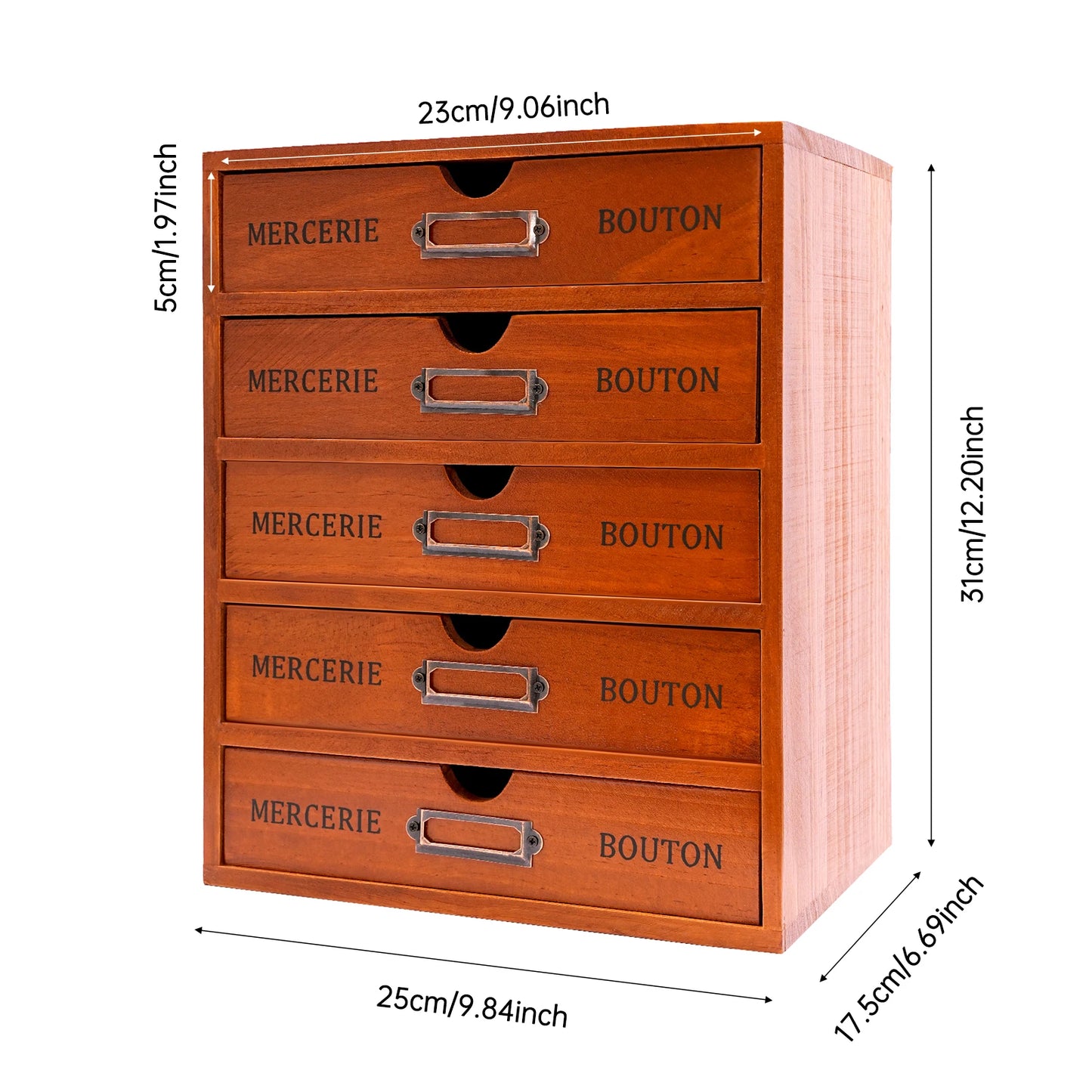 5‑Drawer Wooden Storage Organizer – Small Desktop Drawer Unit (9" × 7")