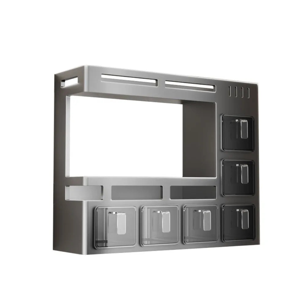 No‑Drill Wall‑Mounted Spice Rack – Carbon Steel Pull‑Out Seasoning Organizer for Kitchen