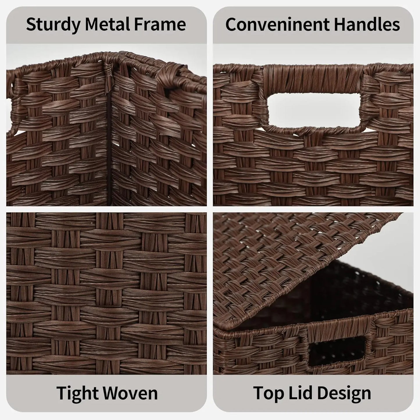 Set of 3 Wicker Baskets with Lids
