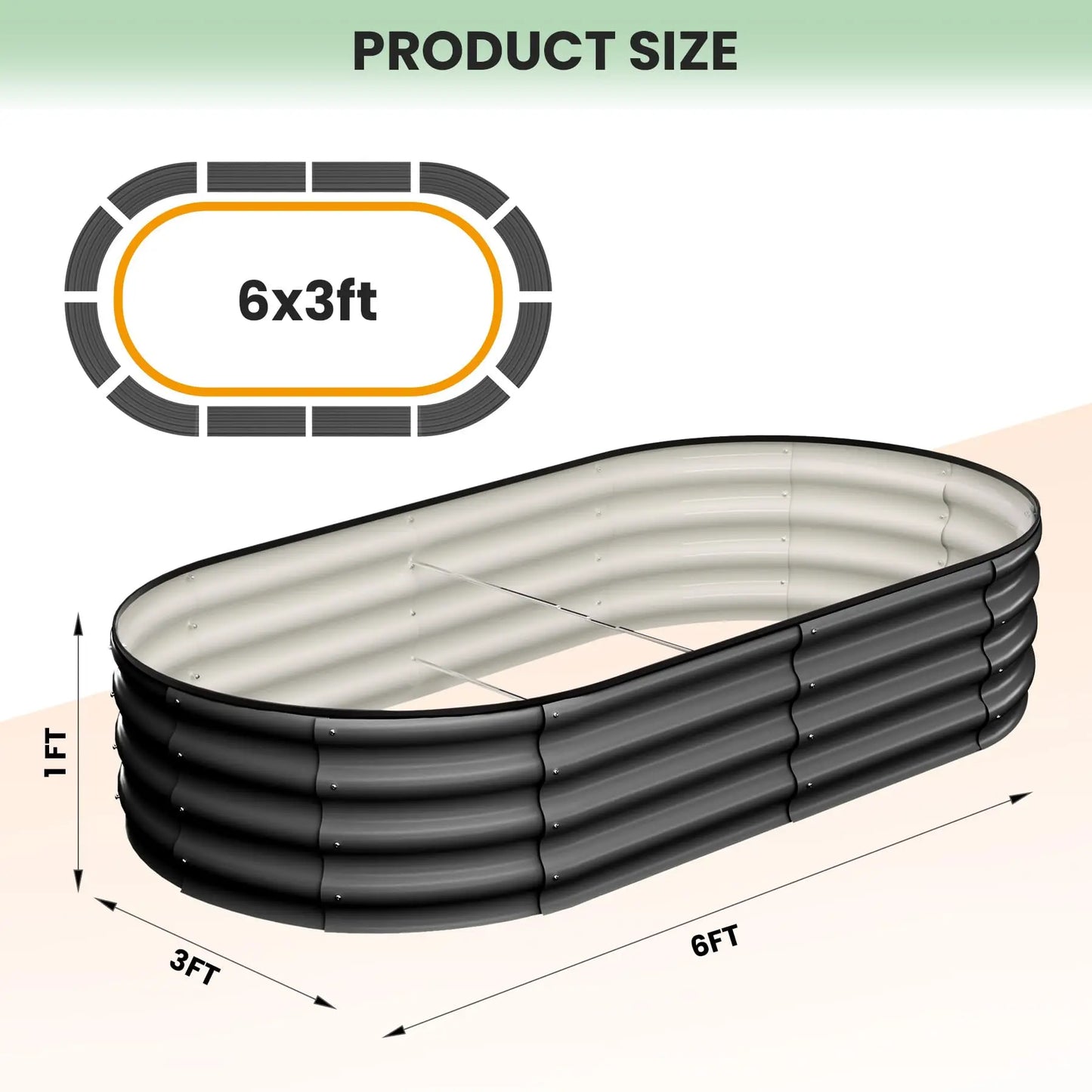 Oval Galvanized Raised Garden Beds (2‑Pack) – Heavy‑Duty Metal Planter Boxes with Open Bottom & Safe Rubber Edging