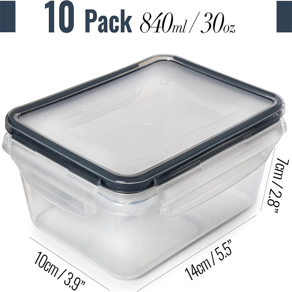 10‑Piece Reusable Food Storage Containers – BPA‑Free, Dishwasher‑Friendly, Microwave Safe