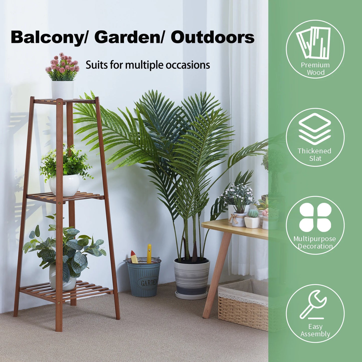Multi-Tier Bamboo Plant Stand | Indoor & Outdoor Flower Display Shelf
