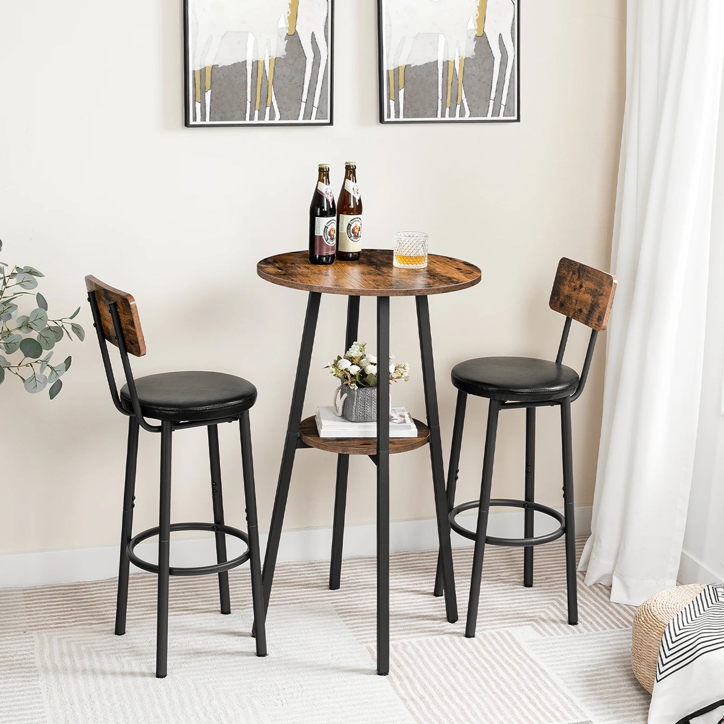 37.4" 2-Tier Bistro Table with Storage
