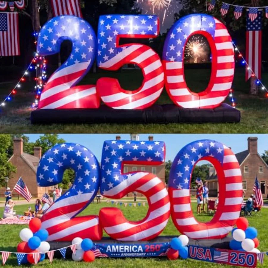 8.8FT Inflatable 250th Anniversary Decoration – Patriotic Blow‑Up with Built‑In LED Lights for 4th of July