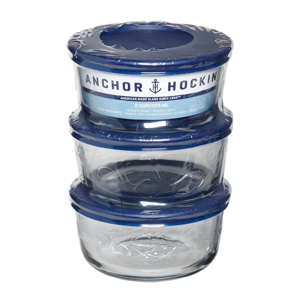 Glass Storage Containers Set of 3 BPA-Free, Microwave Safe,  Dishwasher Safe, Stackable