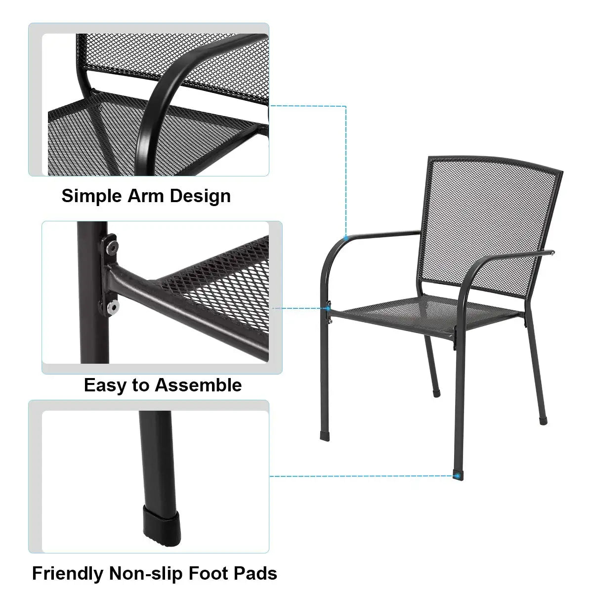 5‑Piece Outdoor Dining Set – Patio Table with Umbrella Hole & 4 Chairs