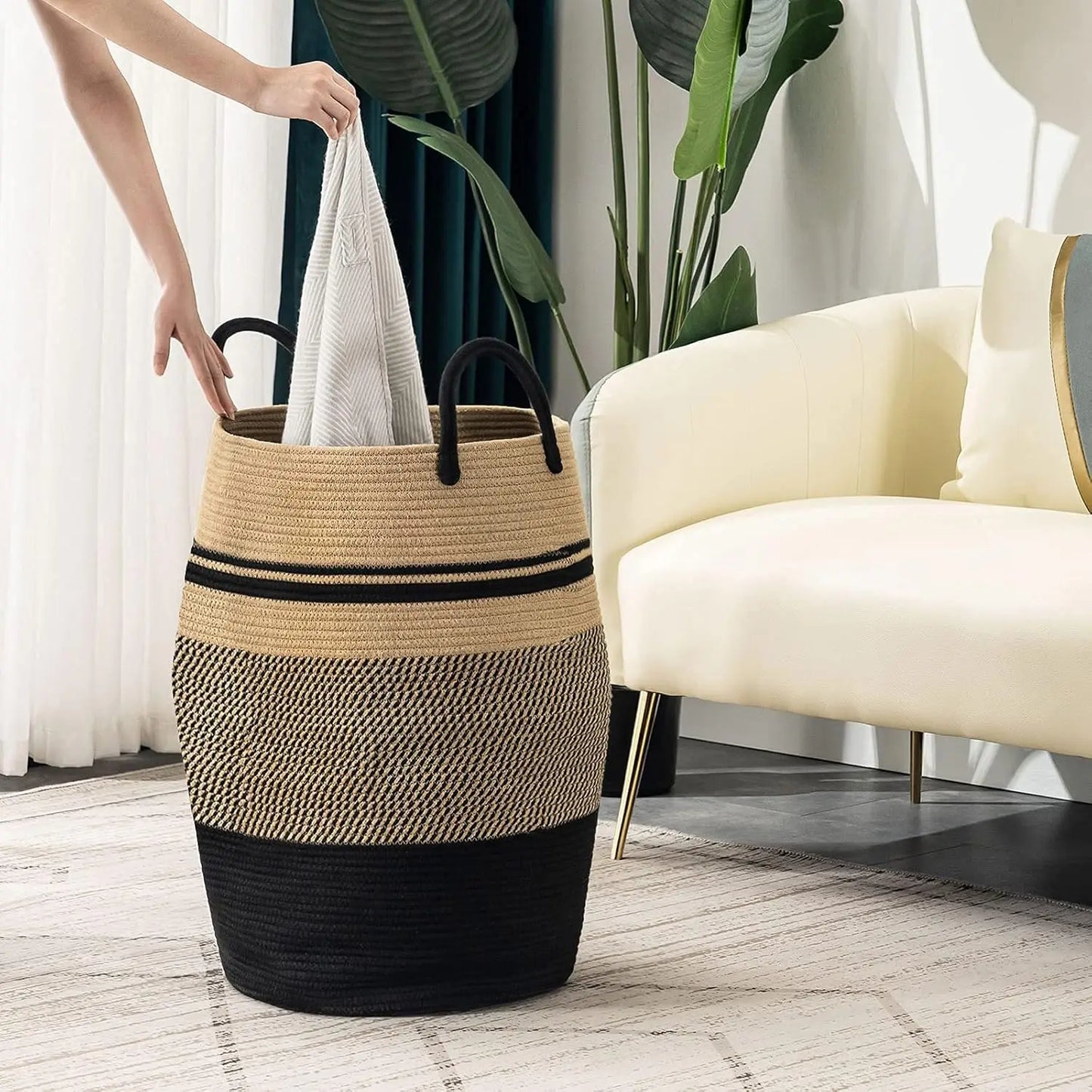 Collapsible Laundry Basket, Capacity with Sturdy Handle for Clothes and Blanket Storage