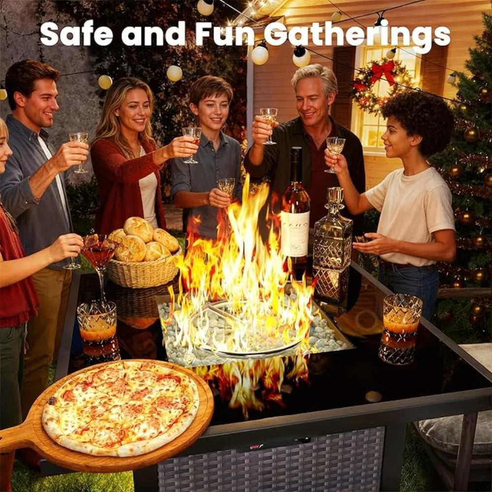 Outdoor Fire Pit Table, 28", Propane with Glass table