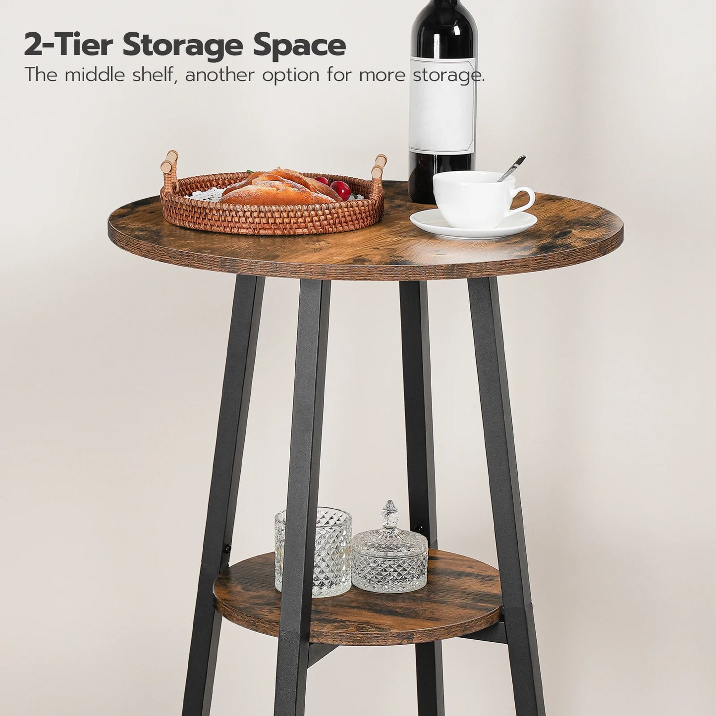 37.4" 2-Tier Bistro Table with Storage