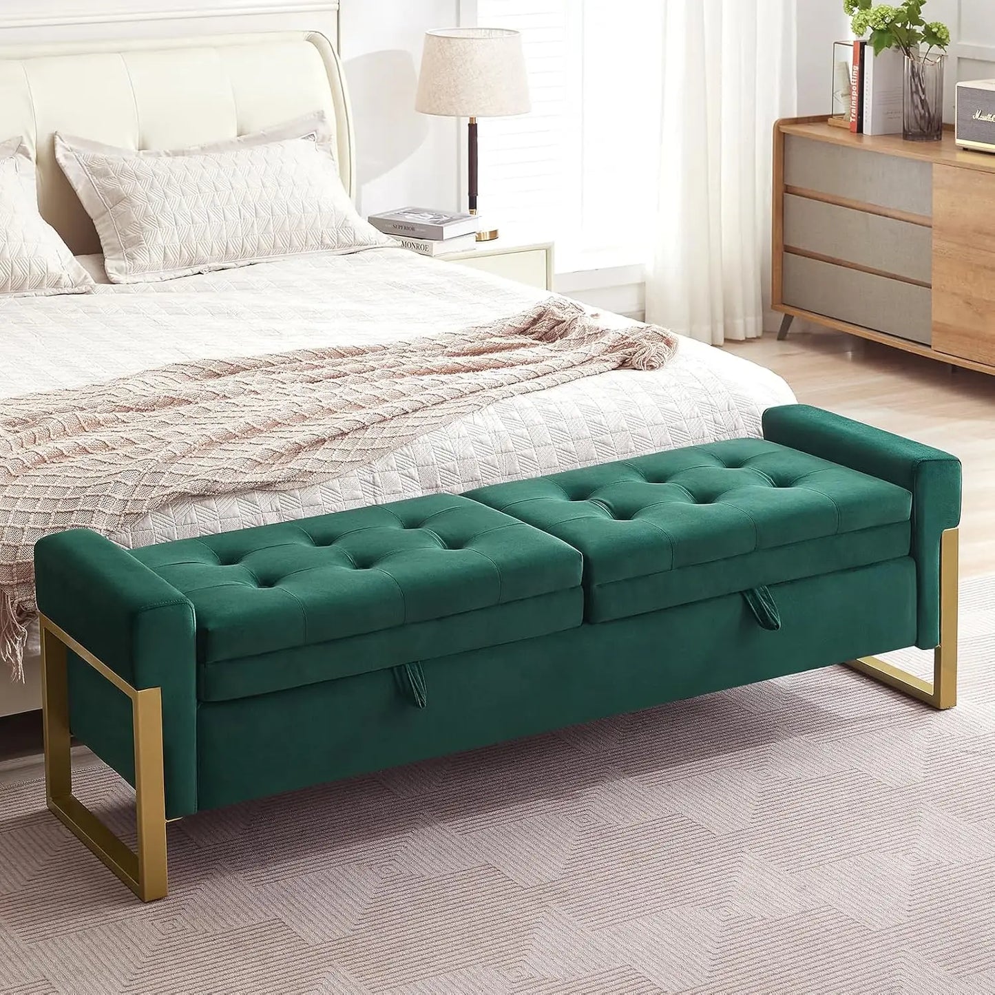 67" Storage Bench, Double Lids Storage