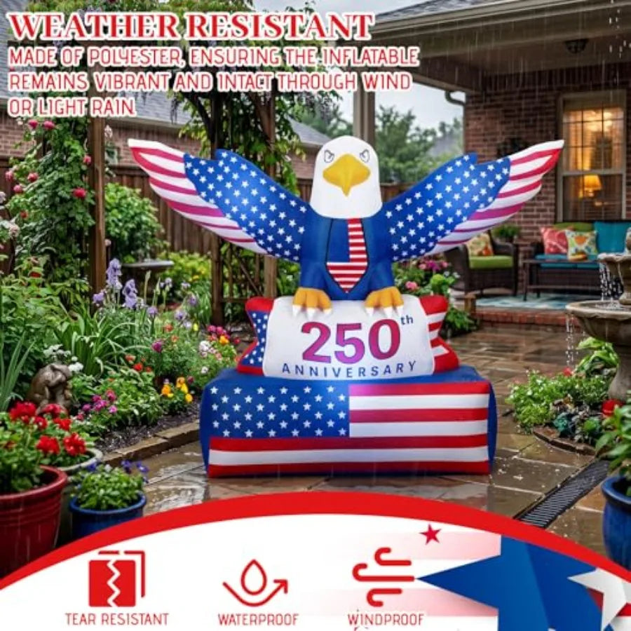 Patriotic Eagle Inflatable – LED‑Lit 4th of July Outdoor Decoration Made of Durable PVC