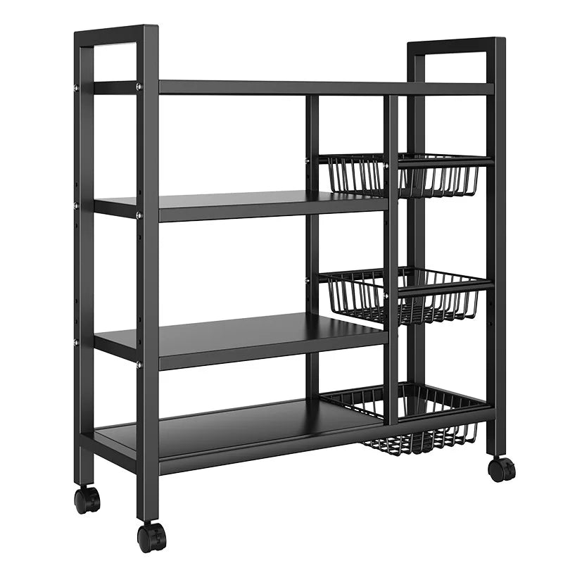4‑Tier Removable Cabinet Storage Rack – Black Metal Vegetable & Fruit Organizer