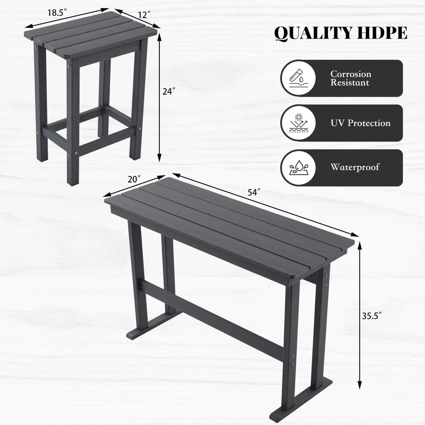 Bar Table & 2 Stool Set Weather Resistant