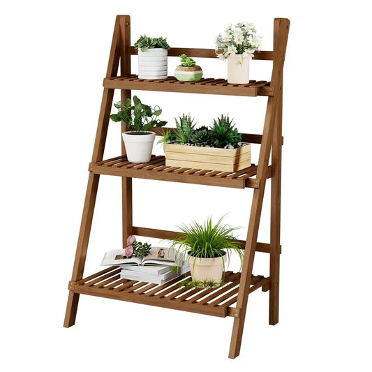 Wooden Ladder, 3 Tier Shelves, Foldable, 23.6W x 15D x 39.4H