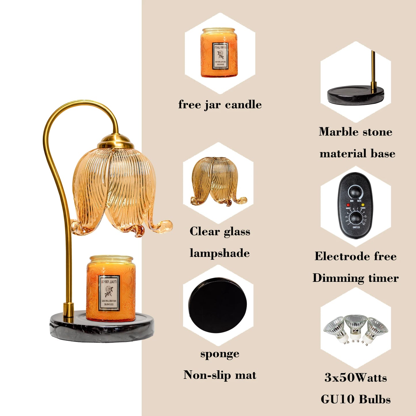 Tulip Flower Warm Candle Lamp, Fireless Fragrance