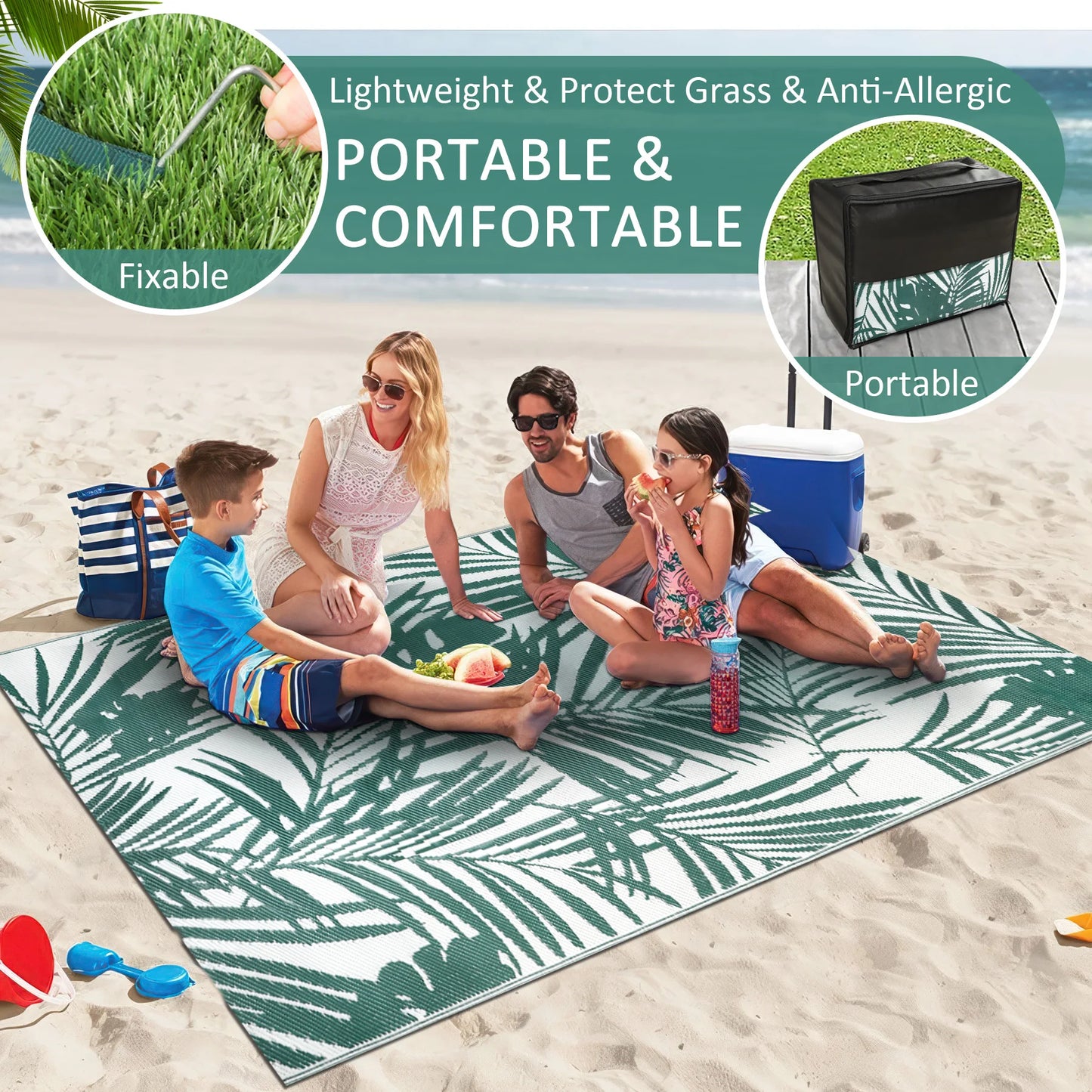 Outdoor Rug, Waterproof, Reversible