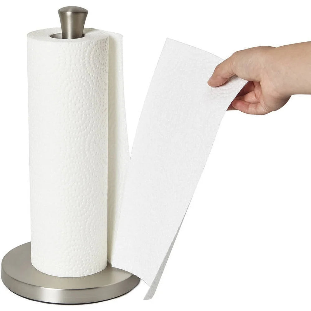 Free-Standing Paper Towel Holder – Weighted Base Non-Slip Design, One-Hand Tear for Standard Rolls
