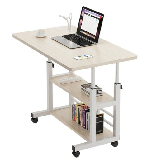 Height Adjustable Bedside Table, Home Desk with Wheels