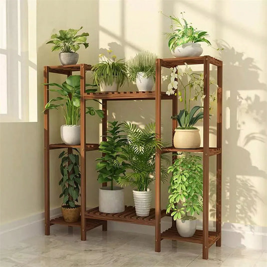 Multi-Tier Stylish Bamboo Plant Stand Indoor&Outdoor