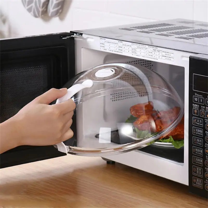 Microwave food splash proof cover with handle