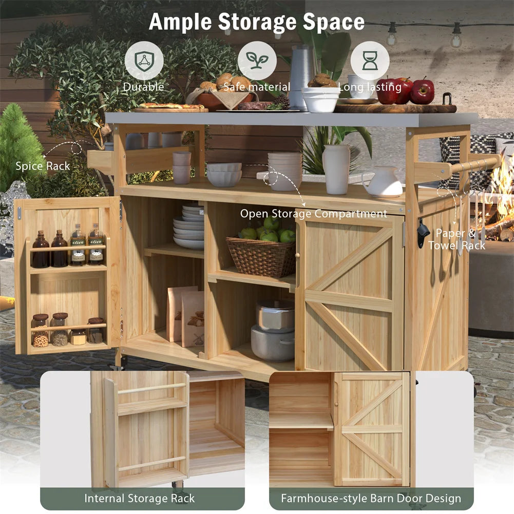 Mobile Outdoor Bar Cart – Portable Beverage Station with Built‑In Storage