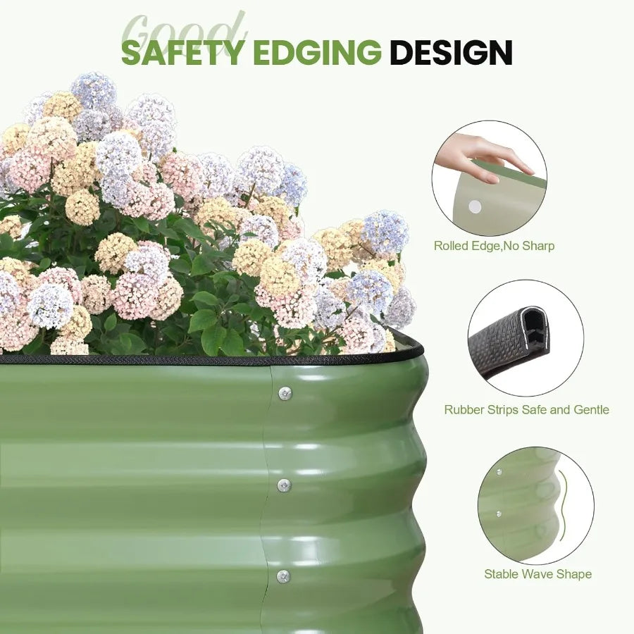 5-in-1 Galvanized Adjustable Raised Garden Bed  12" Tall Multiple Sizes