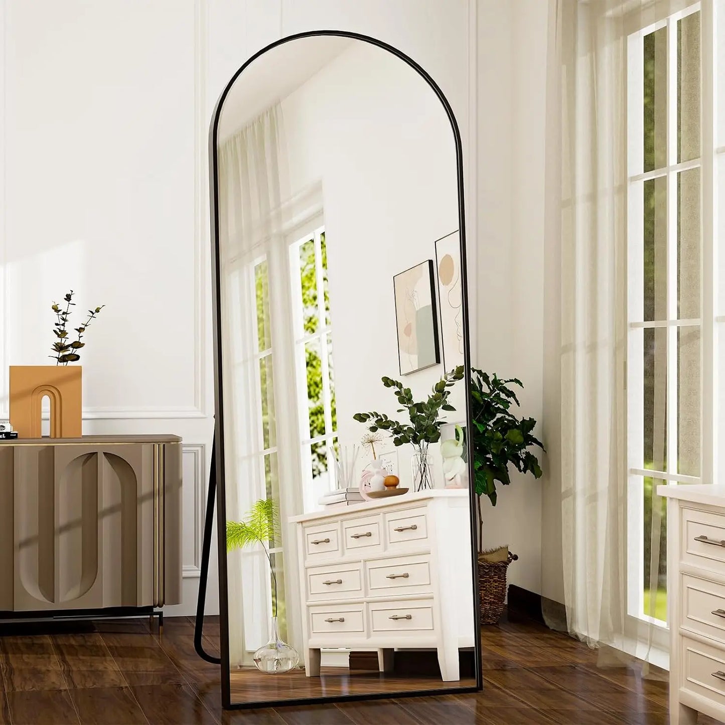 21x64 Inch Arched Full‑Length Mirror – Modern Wall & Floor Leaning Design