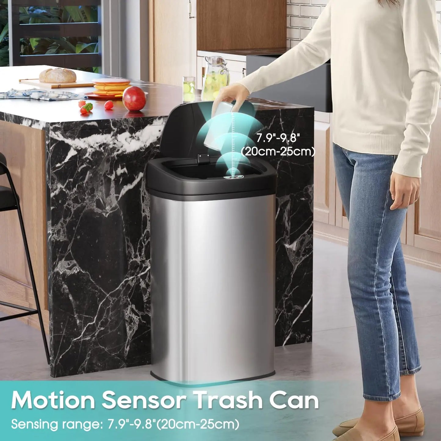 22‑Gallon Automatic Sensor Trash Can – Touchless Stainless-Steel Bin with Fingerprint‑Resistant Lid for Kitchen